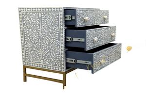 Cajón con Incrustaciones de Hueso de ILAHI, Diseño Moderno con Detalles de Ágata, Mueble Portátil para el Hogar - Product Image 6