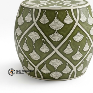 Luxury Green Bone Inlay End Table – Traditional Floral Round Green Bone Inlay Side Table – Handmade Statement Piece - Product Image 2