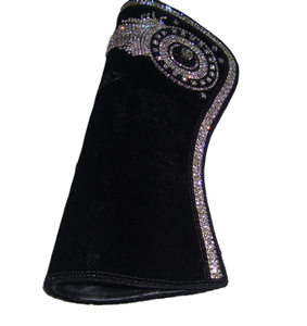 <b>Black</b> Velvet Crystal Clutch <b>Bag</b> With Beaded Decoration <b>Evening</b> Party Style - Product Image 3