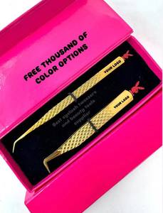 Ensemble de pinces professionnelles pour extensions de cils 45/90, antidérapantes, en acier inoxydable, pour volume, avec logo personnalisé, couleur anti-magnétique - Product Image 5