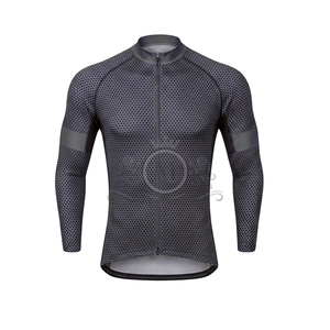 Ensemble de maillot de cyclisme pour hommes, manches longues, motif hexagonal gris, séchage rapide, respirant, vêtements de vélo de route - Product Image 2