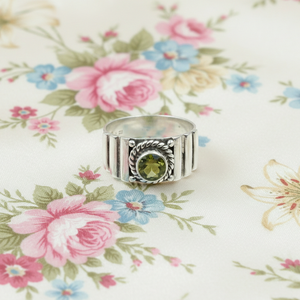 Pure 925 Sterling Silver <b>Peridot</b> <b>Ring</b> Rose Gold Yellow Gold Plated Vintage Tribal Statement Band Jewelry Gift for Women Unisex - Product Image 1