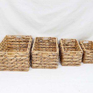 Handmade Seagrass Storage <b>Basket</b> Woven Bamboo Organizer Bin Rectangle <b>Cube</b> for Home Office Hotel - Product Image 1
