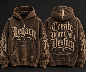 TURAB <b>Gothic</b> <b>Hoodie</b> Black 100% Cotton Fleece 330g Oversized Fit Silk Screen Printed Unisex Eco-Friendly Winter Pocket - Product Image 3