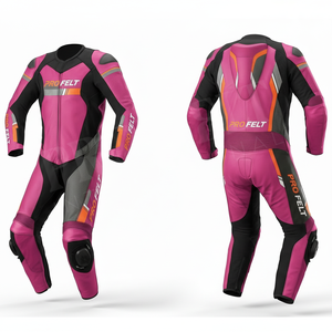 Combinaison de course en cuir pour moto, personnalisée avec le nom de la marque, équipement de protection respirant, armure intégrée, tenue de moto pour piste - Product Image 4