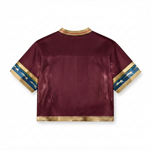 Custom Maroon Football Jersey Vintage Crop <b>Top</b> <b>Distressed</b> Mesh 100% Polyester Quick Dry Sports Shirt Number 88 Streetstyle - Product Image 2