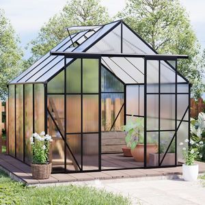 Serra Moderna 8x8 FT in Alluminio con Doppia Porta, Base Rialzata e Ancoraggio Rinforzato, per Giardino Esterno - Product Image 1