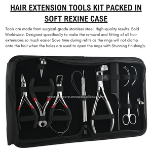 Herramientas de extensión de cabello en tono plateado, enhebrador de aguja de bucle de 3 agujeros, alicates de microperlas Nano, gancho de tracción, cortador de unión de Peine de separación de bucle - Product Image 5