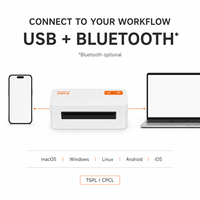 Impresora de Etiquetas de Envío Térmica Directa 4x6, 203DPI, 150mm/s, USB, Bluetooth, Impresora de Códigos de Barras para Almacenes de Comercio Electrónico