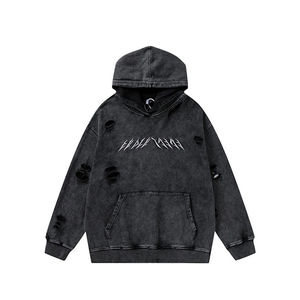 Sweat à capuche oversize vintage personnalisé, effet délavé, imprimé sur mesure, en coton mélangé, pour homme, effet usé et délavé à l'acide - Product Image 1