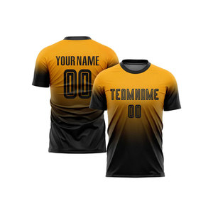Camiseta Deportiva Amarilla Personalizada para Hombre con Impresión de Nombre y Número, Manga Corta, Cuello Redondo, Diseño Degradado, Secado Rápido, Corte Regular - Product Image 1