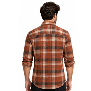 Chemises en flanelle pour hommes, mélange de coton, à carreaux, décontractées, manches longues, boutonnées, vêtements personnalisés, fournisseur en gros, service OEM ODM, vente en gros - Product Image 4