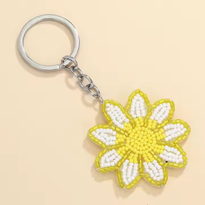 New <b>Daisy</b> Beaded Keychain Bohemian Fashion Sunflower Rice Bead keychain - Product Image 2