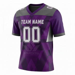 Camiseta de Fútbol Americano Personalizada para Hombre, Cuello en V, Manga Corta, Sublimada, Absorbente de Humedad, Poliéster, Nombre del Equipo, Número 00 Impreso - Product Image 3