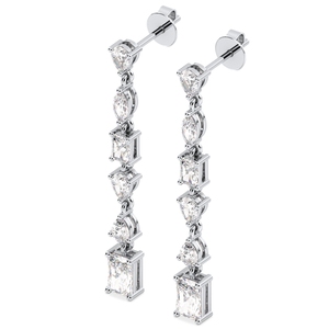 REYES Nouveauté Boucles d'oreilles pendantes en or 14 carats avec moissanite taille radiant de 2,81 carats, élégant cadeau de mariage, bijoux raffinés pour femmes - Product Image 4