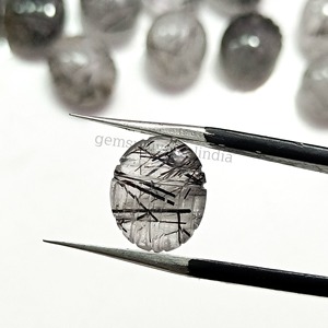 Cuarzo Rutilado Negro Natural de 12 mm, Escarabajo Egipcio Tallado a Mano, Piedra Preciosa Suelta para Joyería, Venta al por Mayor - Product Image 3