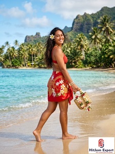 Pareo Hawaiano, Sarong Polinesio, Pareo de Playa con Estampado Floral Tropical, Ligero, Veraniego, OEM, ODM, Personalizado, 100% Rayón, Tela Chifón - Product Image 6