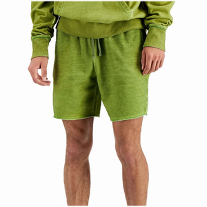 Men's Solid Color Hooded Sweatshirt Set Casual Knitted Cotton French Terry Summer Outfit Green Men’s Hoodies&Sweatshirt Sets - Product Image 4