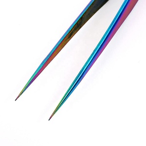 Pince à cils en acier inoxydable de haute qualité outils de maquillage de beauté de couleur arc-en-ciel fibre de Volume arrondie incurvée - Product Image 5