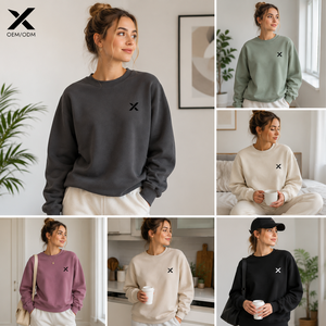 เสื้อสเวตเชิ้ตคอกลมผู้หญิง X ดีไซน์เรียบง่าย สีพื้น ผ้าฝ้ายผสมระบายอากาศได้ดี เหมาะสำหรับใส่ในฤดูใบไม้ร่วง เนื้อผ้านุ่มสบาย - Product Image 3