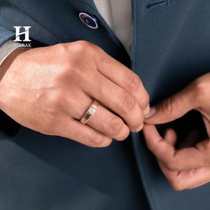 Luxury <b>14K</b> 18K Solid <b>Gold</b> Men's Engagement <b>Ring</b> Radiant Cut Lab Grown Diamond Wedding Band Inlay Setting Solitaire <b>Ring</b> For Men - Product Image 6
