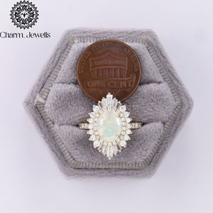 Bague de fiançailles en argent pour femme Charm_Jewells, moissanite, forme fleur, sertissage à griffes, style classique, certifiée IGI, 3g - Product Image 1