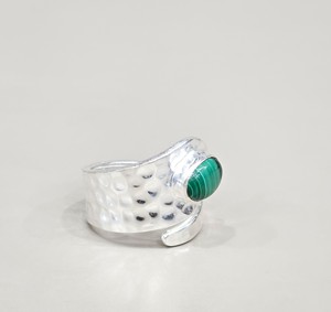 Trendy <b>Adjustable</b> 925 Sterling <b>Silver</b> Oval Green Malachite Gemstone Wrap <b>Ring</b> for Women Handmade Collection Bulk - Product Image 3