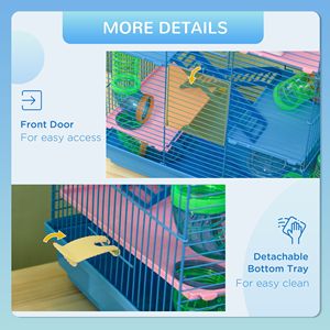 Cage à hamster à 5 niveaux de 18,5 pouces avec tubes et tunnels, cage pour petits animaux pour gerbilles et rats, avec bouteille d'eau, gamelle et roue d'exercice - Product Image 5
