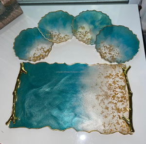 Exclusivo Diseño Artesanal de la India: Asas de Madera Pulida con Hojuelas Negras Doradas, Ecológicas y de Grado Comercial, con Resina Elegante - Product Image 2