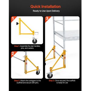 Paquete de 4 Patas de Apoyo para Andamios Estilo Baker con Capacidad de Carga de 450 kg, Acero al Carbono, Accesorio SC, Acoplador SC, Ruedas Giratorias - Product Image 4