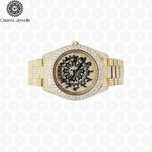 Reloj Charm_Jewells de Lujo con Diamantes en Oro Amarillo, Esfera Redonda de 40 mm, Movimiento de Cuarzo Analógico, Cierre Plegable, Unisex, a la Moda - Product Image 3