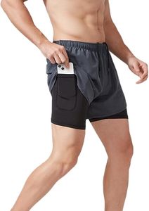 Custom Logo Men's Double <b>Layer</b> Blank Sports Athletic Workout Running Gym Shorts With Liner Breathable 2 In 1 Activewear Shorts - Product Image 2