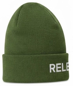 Bonnet RELEVO vert olive avec logo brodé, style décontracté ajusté pour l'hiver, 56-58 cm, unisexe - Product Image 2