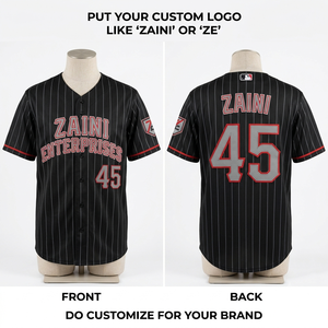 เสื้อเบสบอลยูนิเซ็กซ์ผ้าโพลีเอสเตอร์อินเตอร์ล็อคพรีเมียม 180 GSM สีขาวลายเส้น  พร้อมปักโลโก้ด้วยความร้อน  ติดกระดุมด้านหน้า สำหรับทีม - Product Image 1