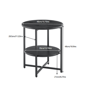 Set di 2 Comodini Rotondi a 2 Livelli in Stile Rustico per Spazi Piccoli - per Camere da Letto e Soggiorno - Product Image 6