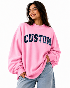 Sudadera Oversize de Cuello Alto para Mujer con Logo Frontal Personalizado, de Algodón Ligero y Forro Polar Transpirable, con Dobladillo Acanalado y Manga Larga - Product Image 1