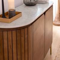 Buffet Vandana Stellar Lyra en bois de mangue et marbre de Sienne