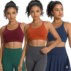 Customized New <b>Thin</b>-shoulder <b>Strap</b> Sports Vests, Solid-color Yoga <b>Bras</b> Fitness Wear <b>Bra</b> for Women - Product Image 1