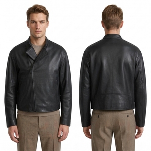 Custom Diamond Quilted <b>Black</b> PU Leather <b>Jacket</b> for Men with Textured Stitching and Sleek Front Closure - Product Image 4