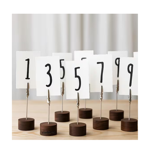 Wood And Metal <b>Place</b> Numbers Card Holder Wooden <b>Table</b> Number Holders <b>Name</b> <b>Place</b> Cards Stand - Product Image 1