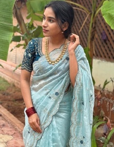 Indian Traditional Designer Saree Embroidery Sequins Work for Women Wedding Party Wear Stitched <b>Blouse</b> Recycled Materials All - Product Image 1