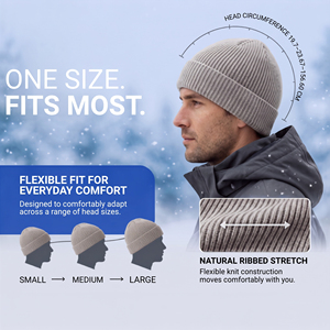 Bonnet en acrylique de couleur unie pour hommes, chapeau d'hiver tricoté, chaud, décontracté, pour l'extérieur, 56-58CM - Product Image 3