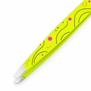 Pinzas para Cejas con Punta Puntiaguda, Color Verde Lima con Diseño de Puntos Rosas, Herramienta de Aseo Duradera de Plástico - Product Image 5