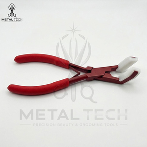 Matte Red Hair Extension Tape Press Pliers, <b>Dip</b> Coated Non Slip Handles, Soft Silicone Cushion Jaws, Salon Bonding Tool - Product Image 3