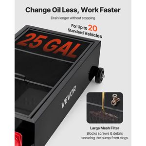 Bandeja de drenaje de aceite rodante de 25 galones con manguera de 7.2 pies, bomba manual de perfil bajo, mango plegable, herramienta de reparación automotriz a prueba de fugas - Product Image 3