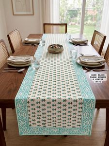 Cotton Hand Block Print <b>Table</b> <b>Runner</b> 15x72 Inch Floral Dining <b>Table</b> <b>Runner</b> for 6 Seater Home Decor - Product Image 4