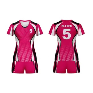 Women's Pink Geometric <b>Volleyball</b> Jersey <b>Set</b> Short Sleeve Sublimated Moisture Wicking Fitted All Seasons Athletic Wear - Product Image 5