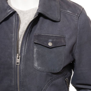 <b>Women's</b> <b>Suede</b> Leather Bomber <b>Jacket</b> With Zipper Closure Turn-down Collar Full Sleeve Winter Solid Color - Product Image 5