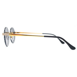 Lunettes de soleil rondes sans monture, monture dorée, verres noirs, protection UV400, style rétro unisexe, protection solaire pour adultes - Product Image 3