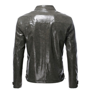 Chaqueta de Cuero Genuina para Hombre, Corte Ajustado, Impermeable, Estilo Urbano, Invierno, Diseño de Logotipo Personalizable - Product Image 2